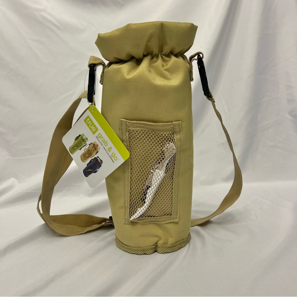True Grab & Go Insulated Bottle Carrier w/Double-Hinged Corkscrew